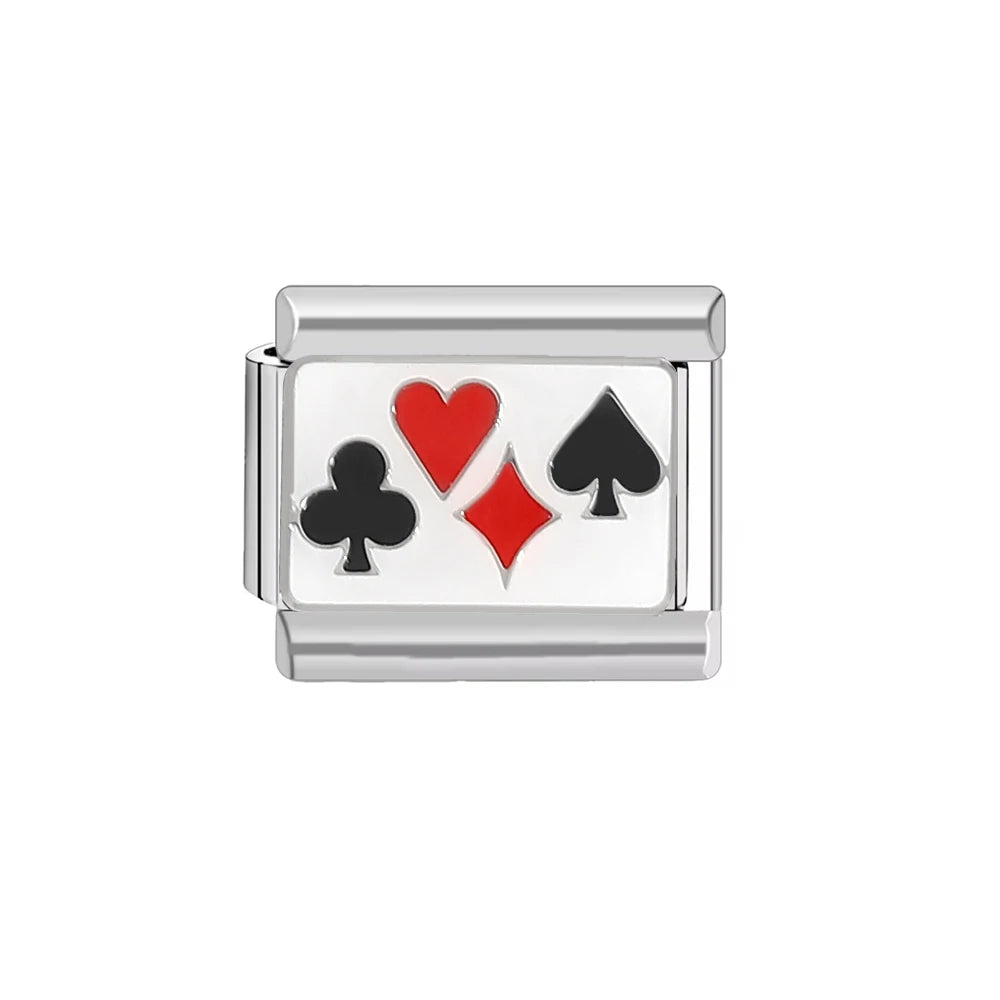 Creative Playing Kards Evil Eyes Pattern Stainless Steel DIY Making Bracelet Women Men 9Mm Charm Italian Links Fit Mother'S Gift