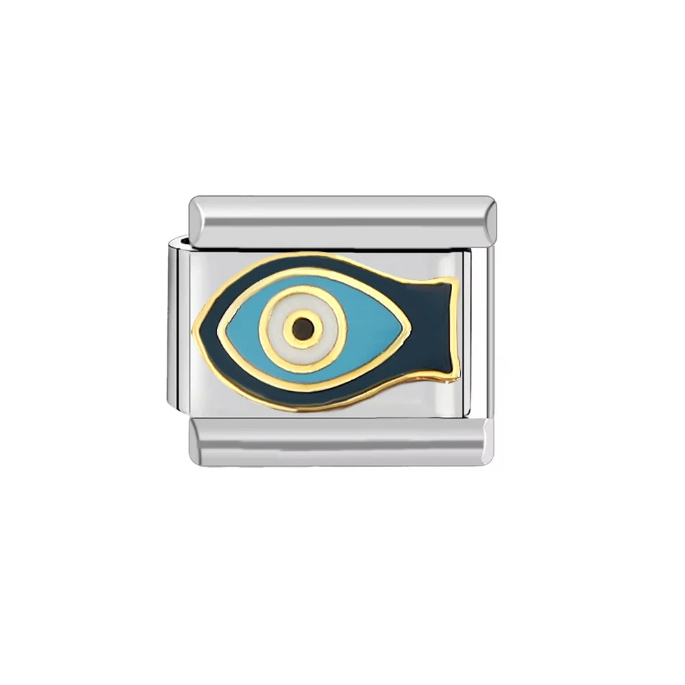 Creative Playing Kards Evil Eyes Pattern Stainless Steel DIY Making Bracelet Women Men 9Mm Charm Italian Links Fit Mother'S Gift